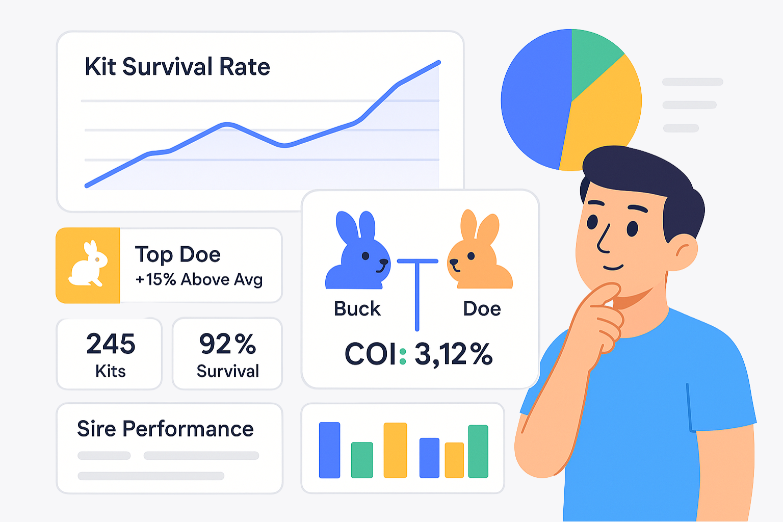 BunnySync Breeding Performance Analytics Dashboard with KPI Charts